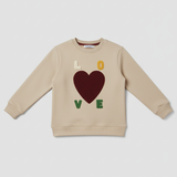 Beige Love Fleece Fabric Sweatshirt