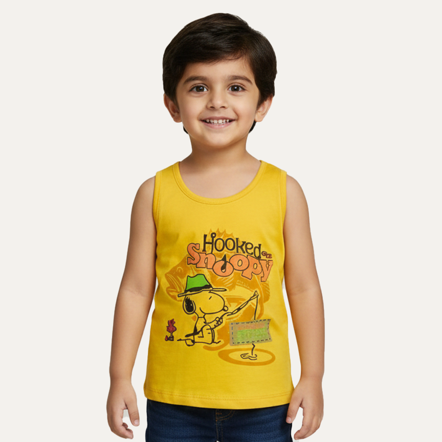 Yellow Snoopy Print Sando For Summers