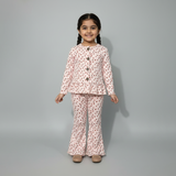 Pink Strawberry Print Frock With Trouser Suit For Girls