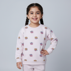LIGHT PINK "FLOWERS" PRINTED TERRY FABRIC SWEATSHIRT