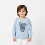 LIGHT BLUE KOALA PRINT TERRY FABRIC SWEATSHIRT
