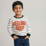 WHITE FEELING GOOD EMBROIDERED TERRY FABRIC SWEATSHIRT