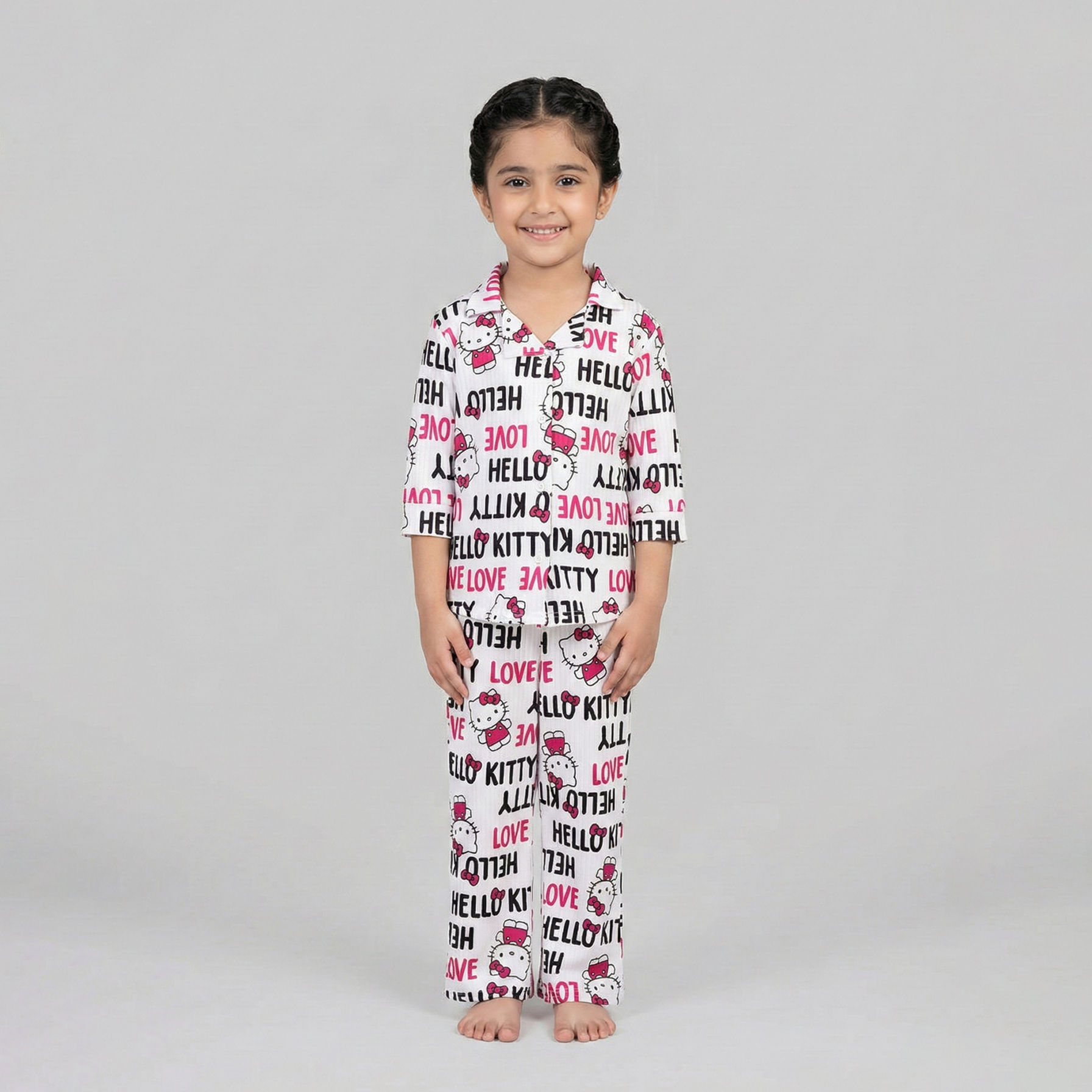 Pink Kitty Shirt With Trouser Suit Main image