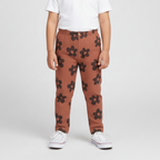 BROWN BLACK FLOWERS PRINTED RIBBED FABRIC PAJAMA FOR GIRLS