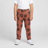 BROWN BLACK FLOWERS PRINTED RIBBED FABRIC PAJAMA FOR GIRLS