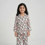 Pink Kitty Shirt With Trouser Suit For Girls