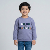 GREY GOOD WITH NATURE EMBROIDERED TERRY FABRIC SWEATSHIRT