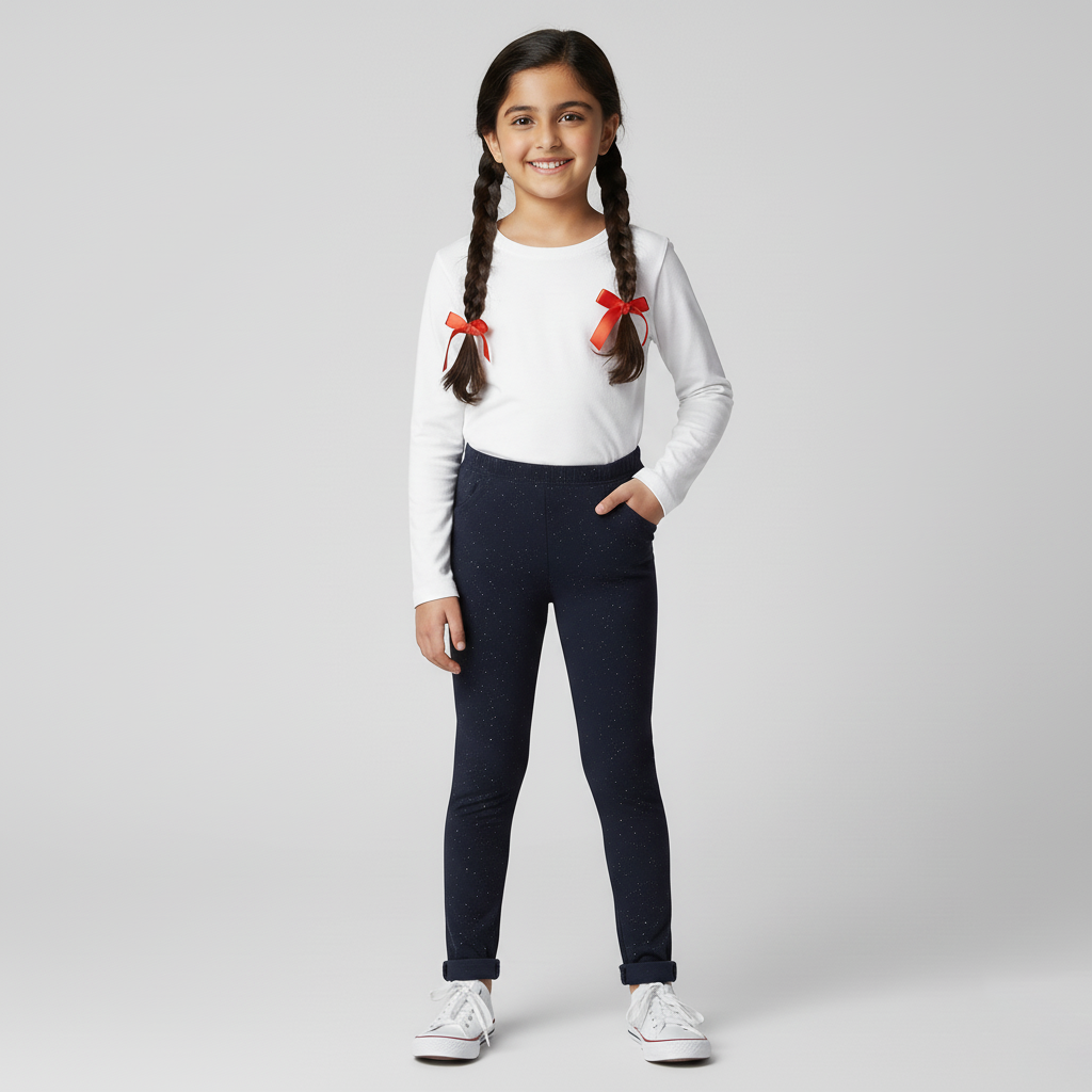 BLACK EBONI SPARKLES (GLITTER)FLEECE WARM LEGGING TROUSER FOR GIRLS Secondary image