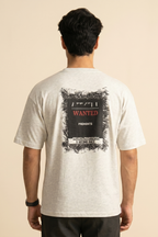 Ash Grey "Wanted" Print T-Shirt For Men