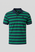 Green With Navy Blue Stripes Polo For Men