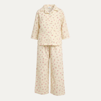 Yellow Flowers Print Co-ord Ribbed Fabric Suit For Girls