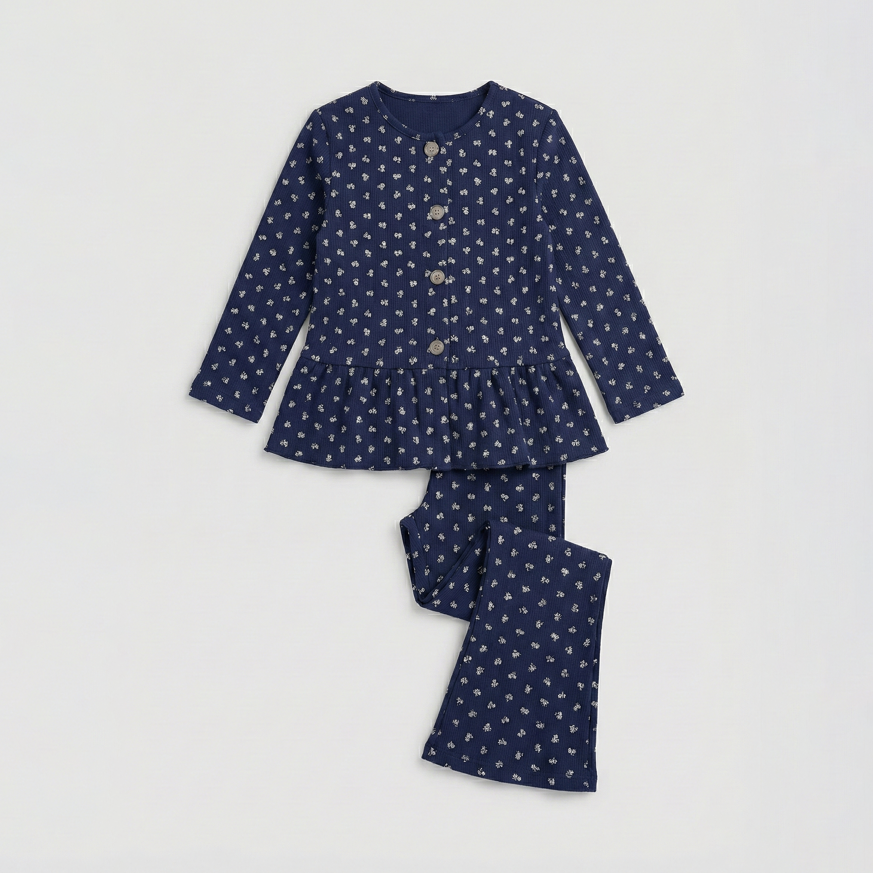 Navy Blue Frock With Trouser Suit For Girls Secondary image
