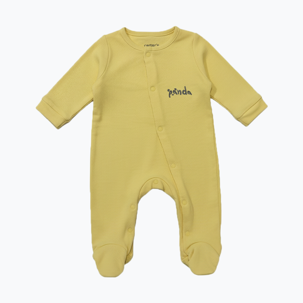Lime Yellow Panda Romper For Winters Secondary image