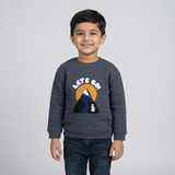 DARK GREY LET'S GO EMBROIDERED COTTON JERSY FABRIC SWEATSHIRT