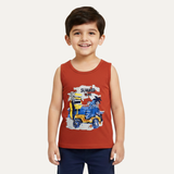 Brown Summer Time Print Sando For Summers
