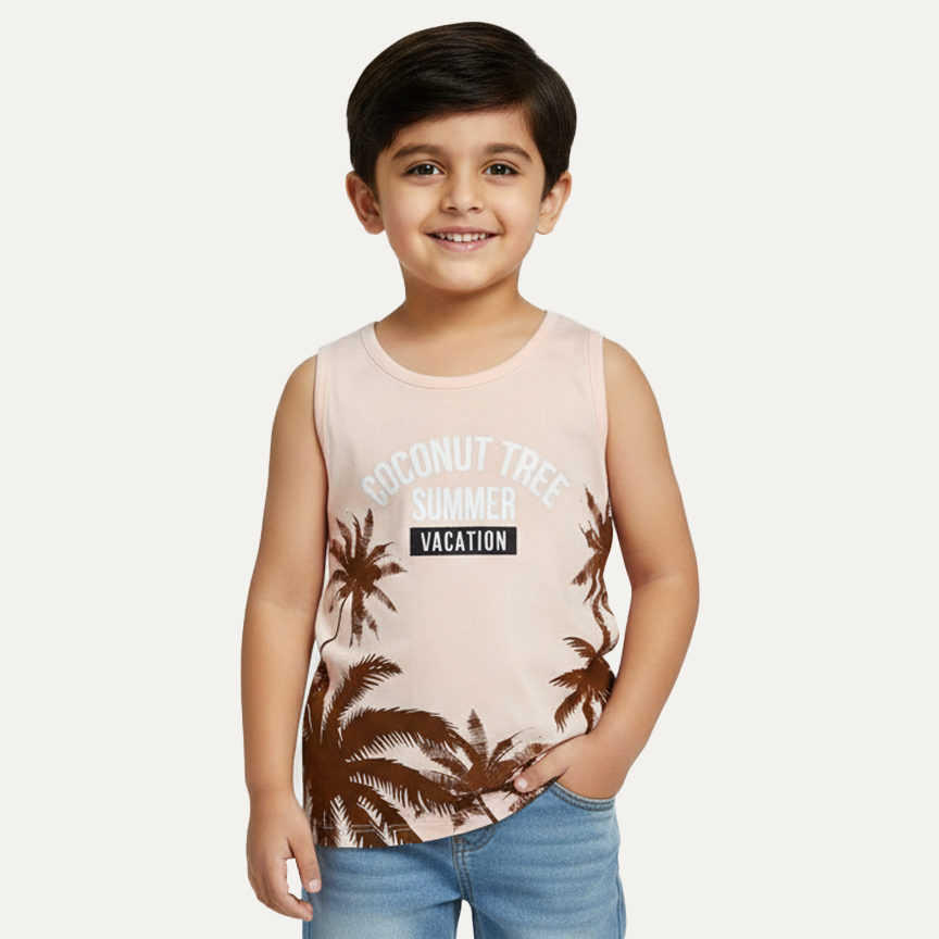Pink Coconut Tree Print Sando For Summers