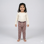 BROWN FLOWERS PRINT WITH POCKET RIBBED FABRIC PAJAMA TROUSER