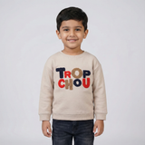 CREAM TROP CHOU EMBROIDERED FLEECE FABRIC SWEATSHIRT