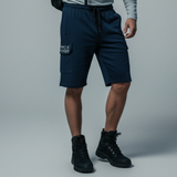 Navy Blue Roger Print 3 Quarter Shorts For Mens