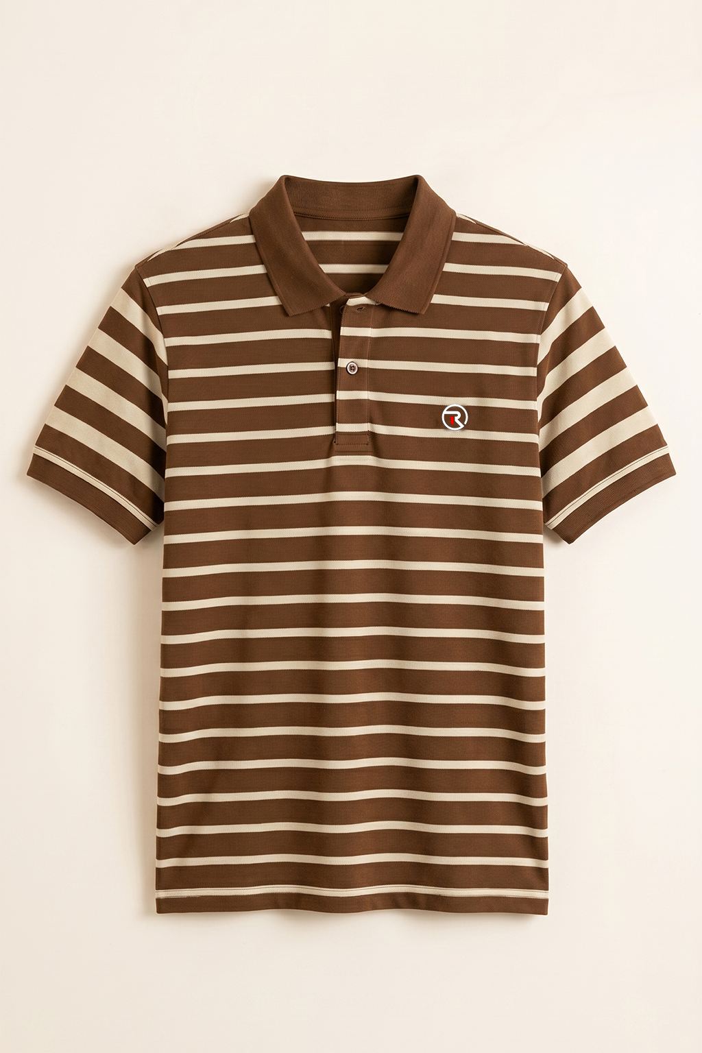 White With Brown Stripes Polo For Men Secondary image