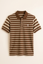 White With Brown Stripes Polo For Men