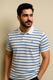 WHITE WITH BLUE STRIPES POLO FOR MEN