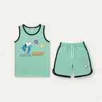 Turquoise Snoopy Sando Suit For Boys