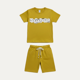 Mustard EveryDay Print Cotton Jersy Fabric Suit For Girls