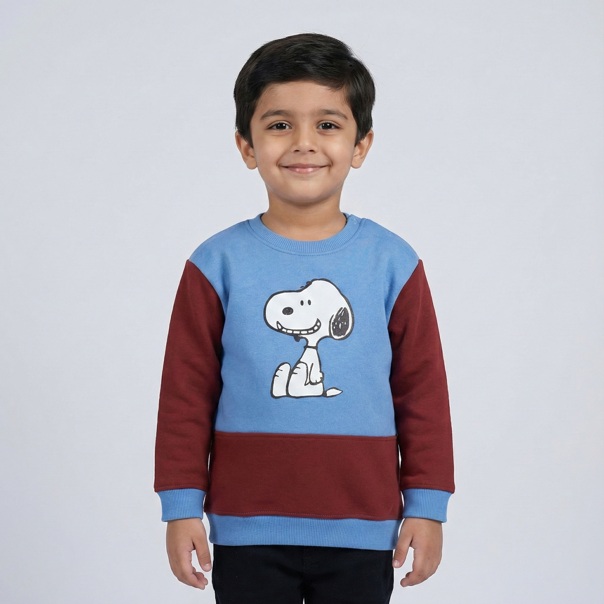 BLUE & MAROON SNOOPY PRINT TERRY FABRIC SWEATSHIRT Main image
