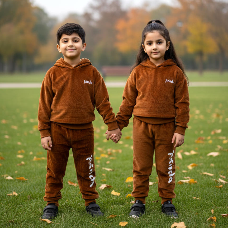 Brown Panda Print Valour Fabric Suit For Winters Secondary image