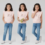 BABY PINK "RABBIT" PRINT T-SHIRT TOP FOR GIRLS