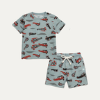 Blue Plane Print Cotton Jersy Suit For Boys