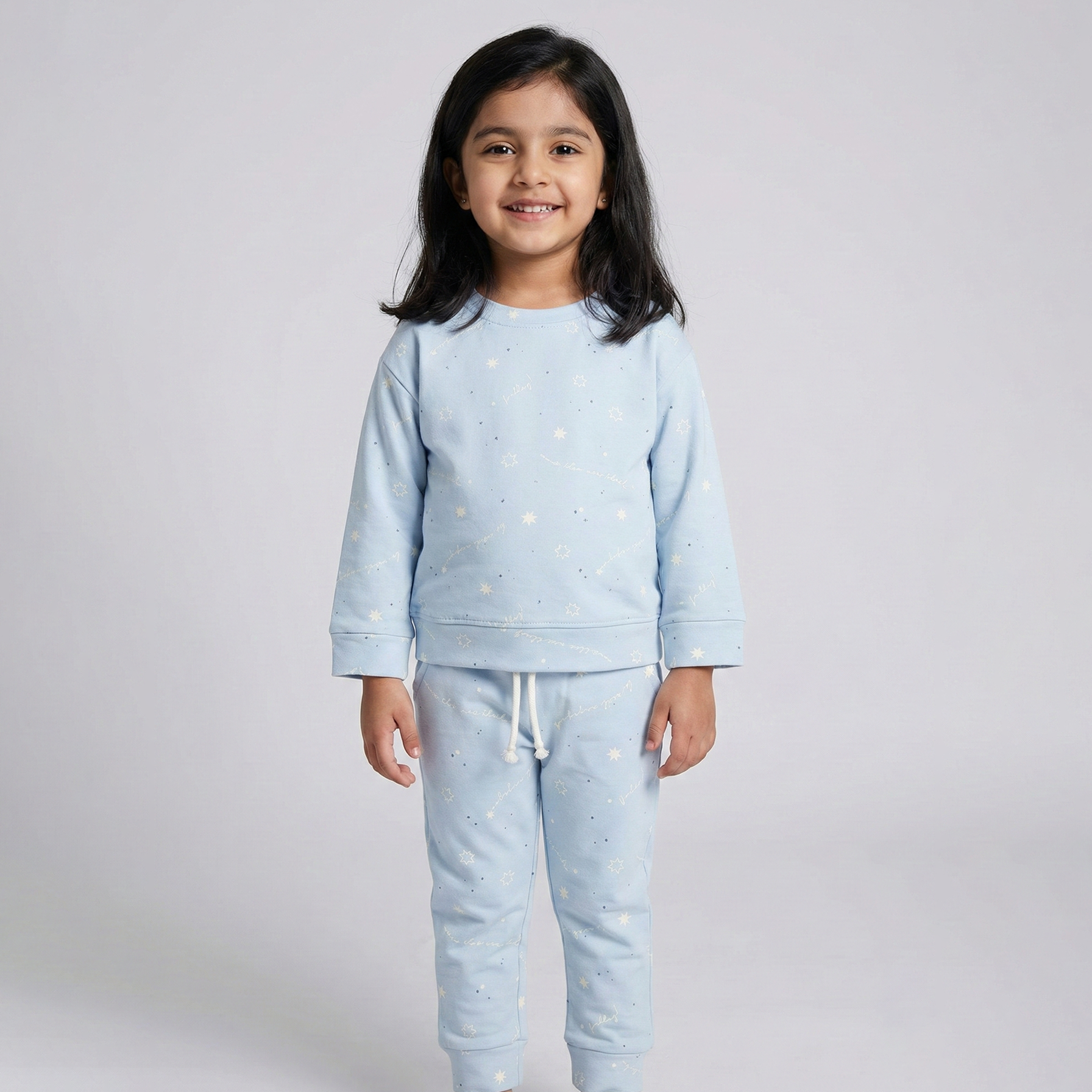 Blue Stars Print Jersy Fabric Suit For Winters Main image