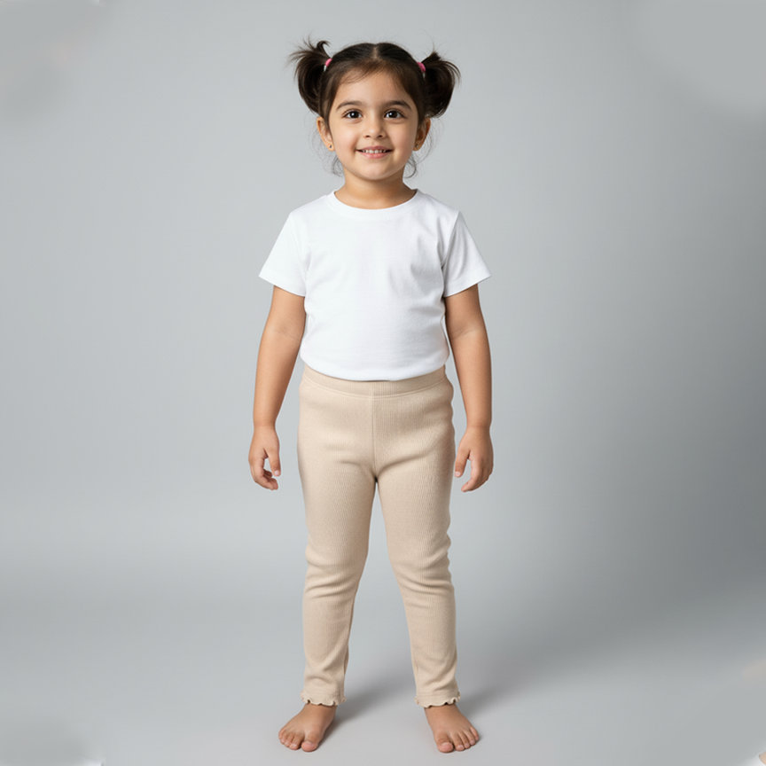 Cream Fril Ribbed Pajama Trouser Main image