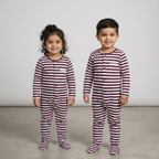 White With Purple Panda Stripes Romper For Winters