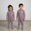 White With Purple Panda Stripes Romper For Winters