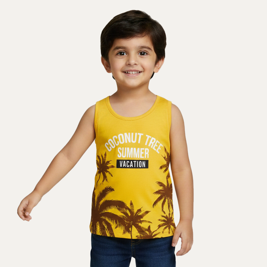 Yellow Coconut Tree Print Sando For Summers Main image