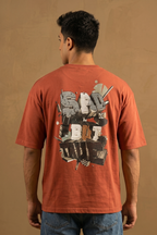 Dull Red "Sad But True" Print T-Shirt For Men