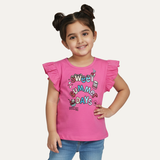 Blush Pink Sweet Summer Days Print T-shirt Top For Girls