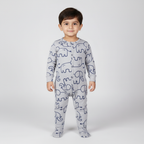 GREY ELEPHANT PRINT FULL BODY FULL SLEEVES ROMPERS