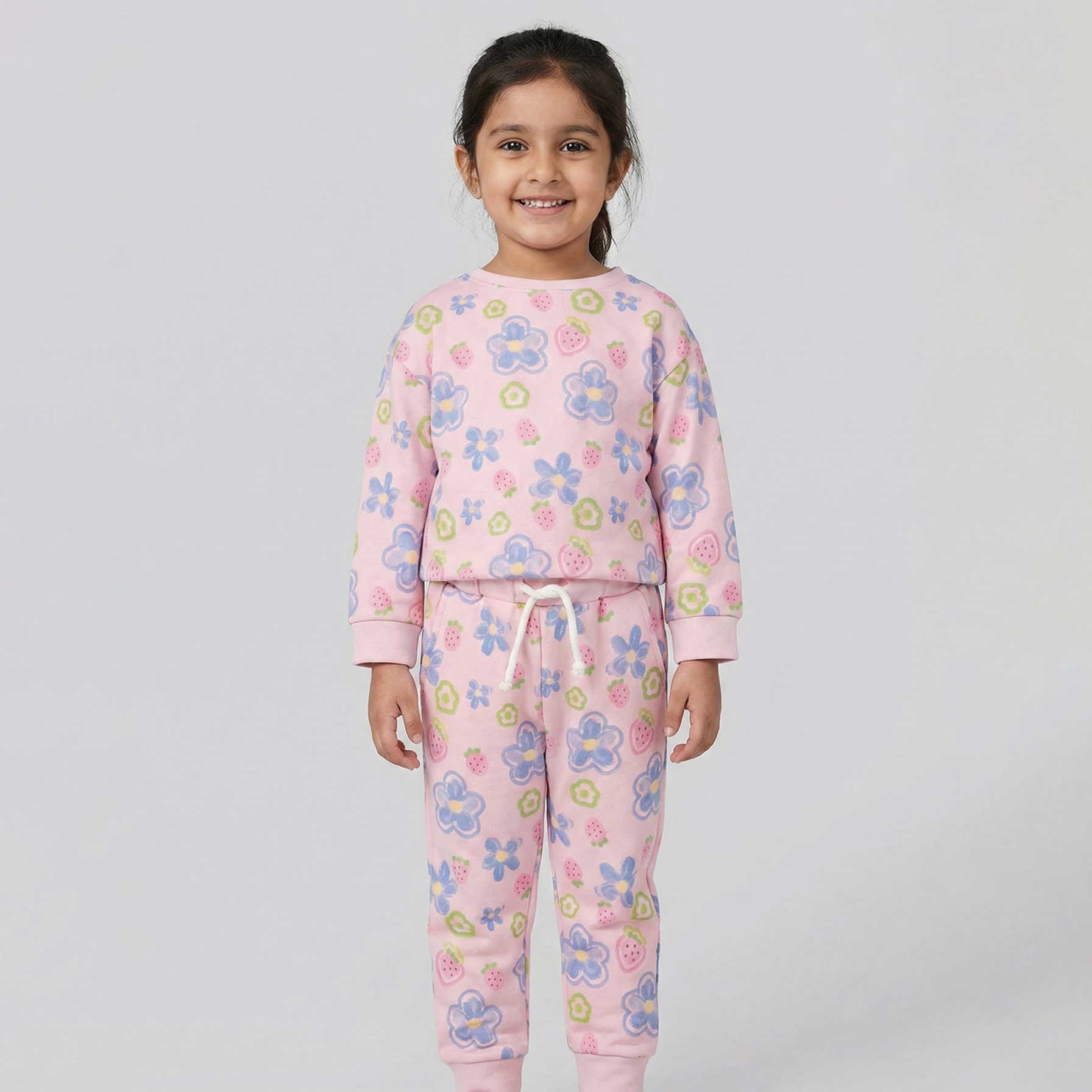 Pink Flowers Print Suit For Winters Main image