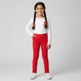RED PLAIN FLEECE WARM LEGGING TROUSER FOR GIRLS