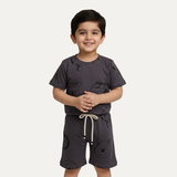 Grey Pooh Print Cotton Jersy Suit For Boys