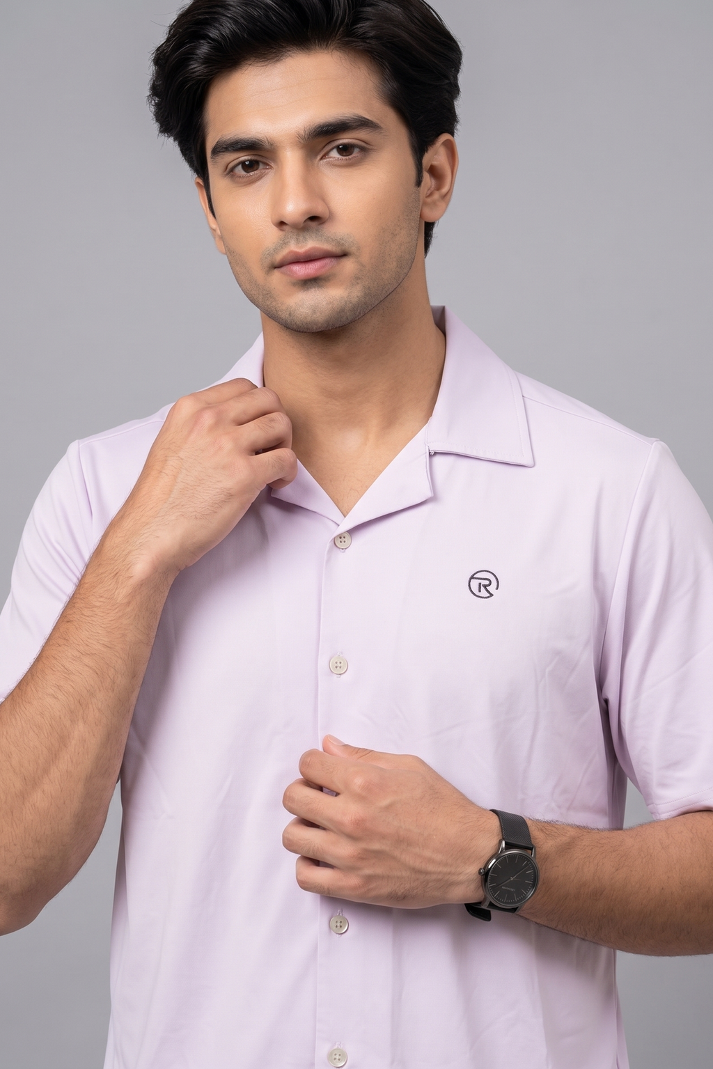 Light Purple Dri-Fit Half Sleeves Casual Shirt For Men