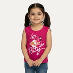 Blush Pink Let's Party Print T-shirt Top For Girls