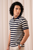 Navy Blue With Cream Stripes Polo For Men