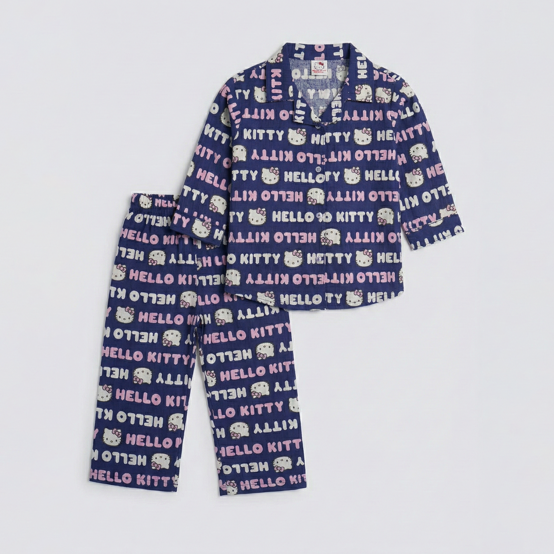 Blue Hello Kitty Shirt With Trouser Suit For Girls Secondary image