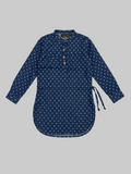 Blue Polka Dots Full Sleeves Front Double Pocket Casual Shirt