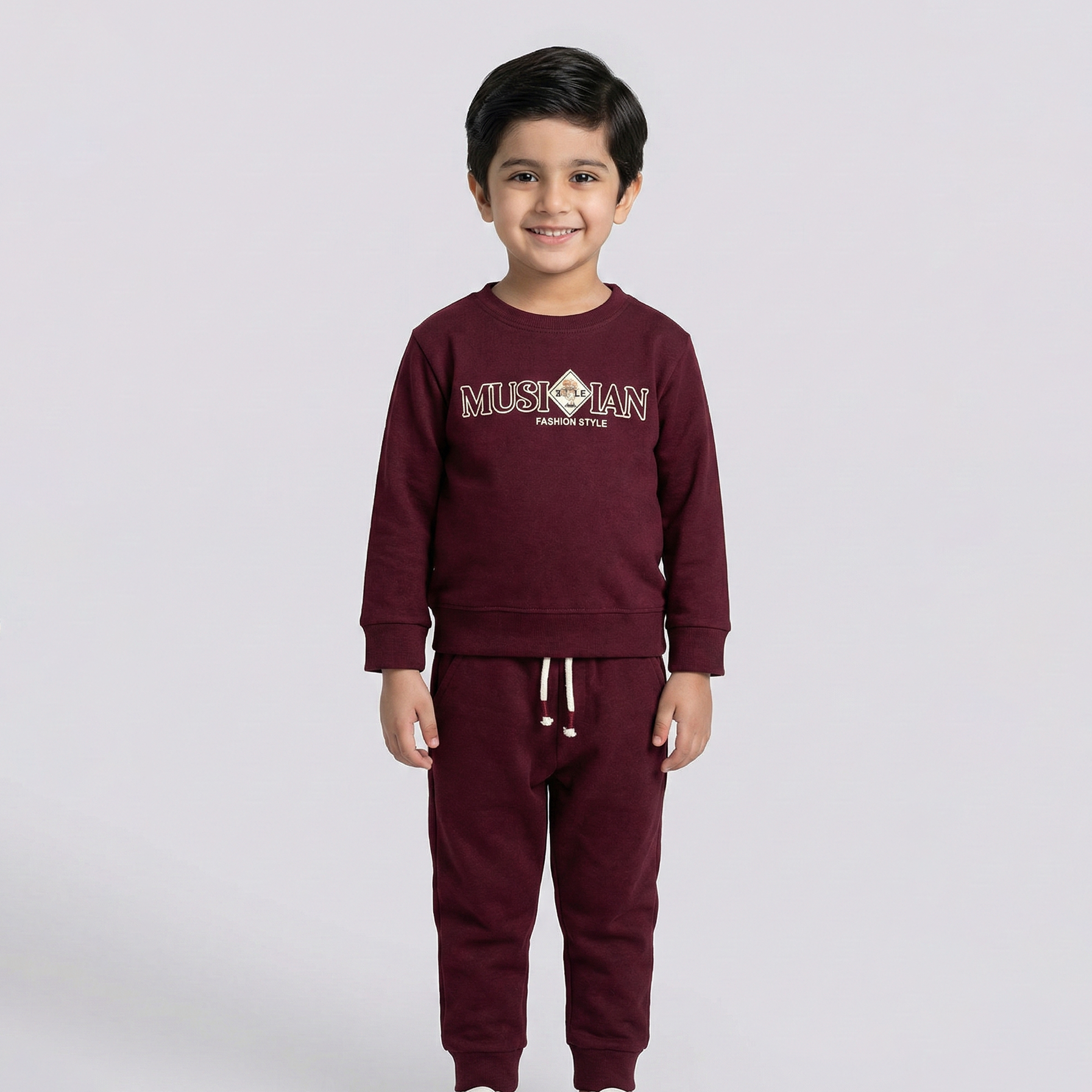 Maroon Musian Print Suit For Winters Main image