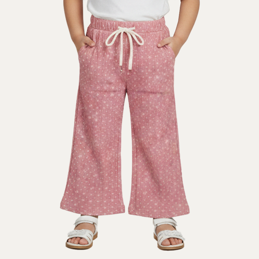 Pink Flowers Printed Flapper For Girls